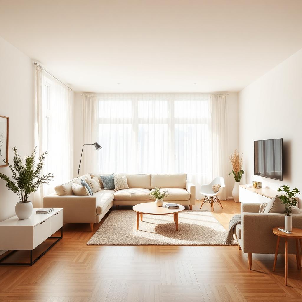 Woonkamer interieur in telefoon mockup